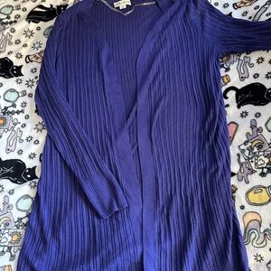 Ava & Viv Women's Ribbed Purple Cardigan